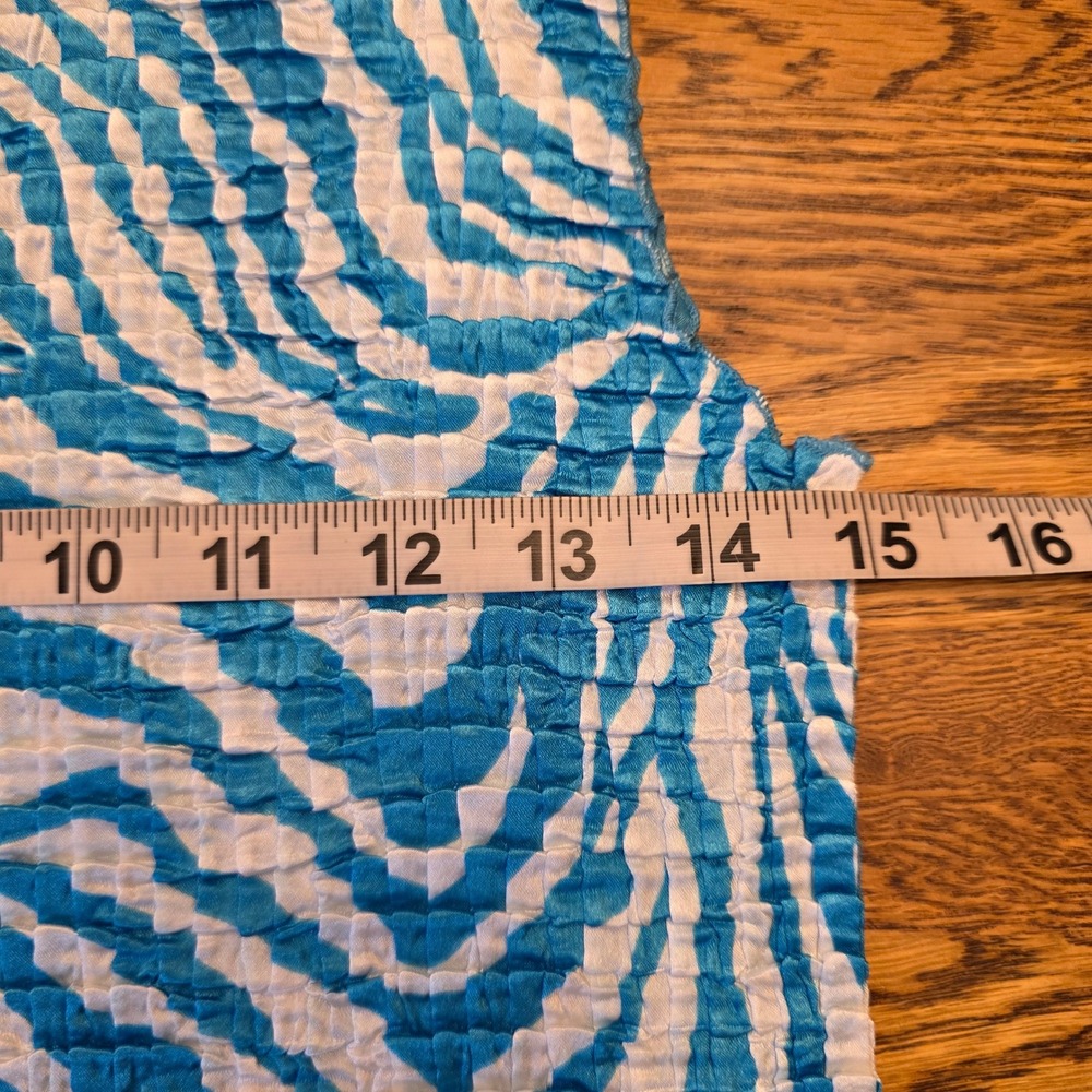 Vintage Plisse M Stretch Teal Animal Zebra Crepe Crinkle Textured Tank 90s Y2K - Picture 3 of 9